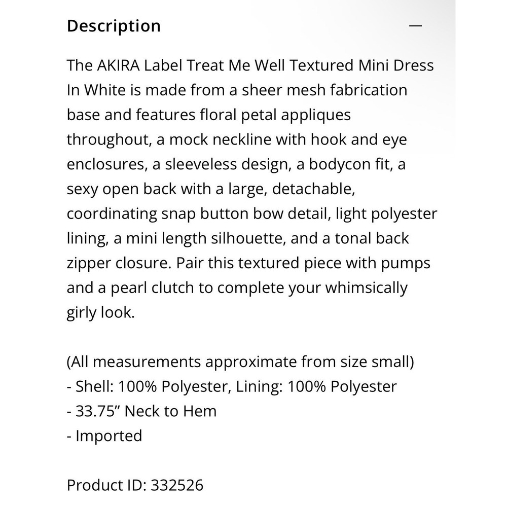 AKIRA Treat Me Well Textured Mini Dress M Backless Detachable Bow Bridal Party - Picture 9 of 16